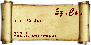 Szim Csaba névjegykártya